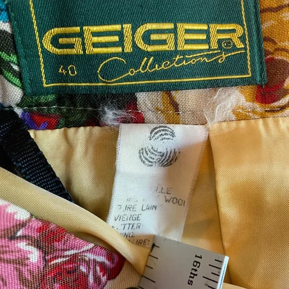 Vintage Geiger Knee Length Floral Skirt Sz 40/US 8 Cottagecore Romantic Summer - Picture 8 of 13